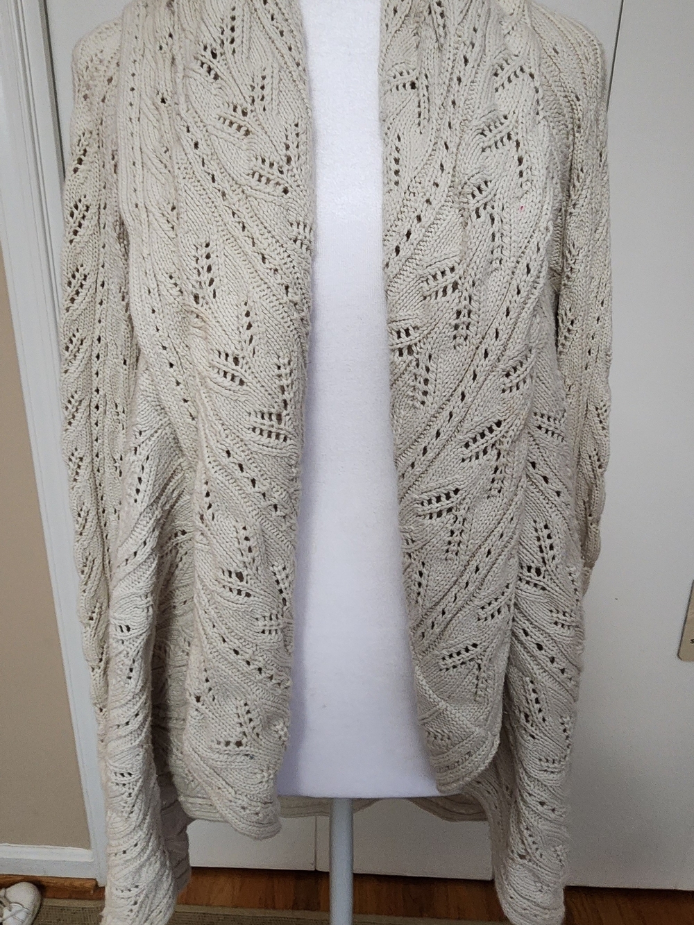 CAbi Cream Open Front Knit Circle Sweater